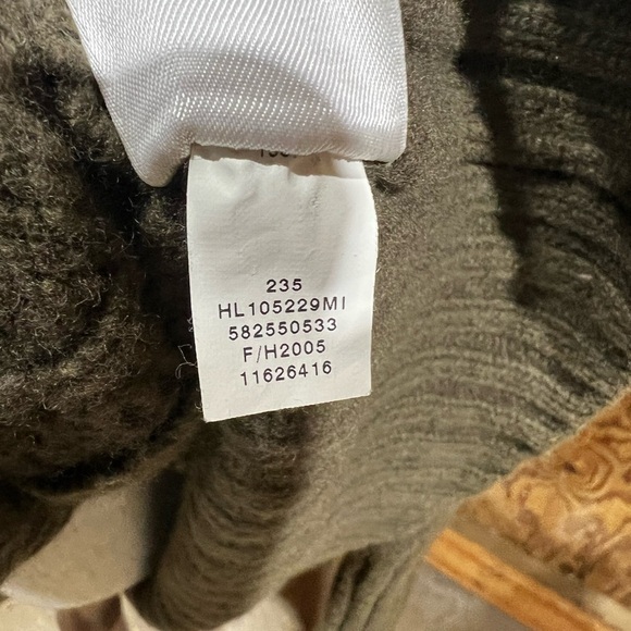 Halogen Cashmere Wool Crocheted Knit Wrap Cardigan – Olive Green Shawl Collar L - Picture 16 of 16